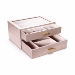 SortWithStyle Premium Taupe Jewelry Box - Six Spacious Drawers with Soft Velvet Lining